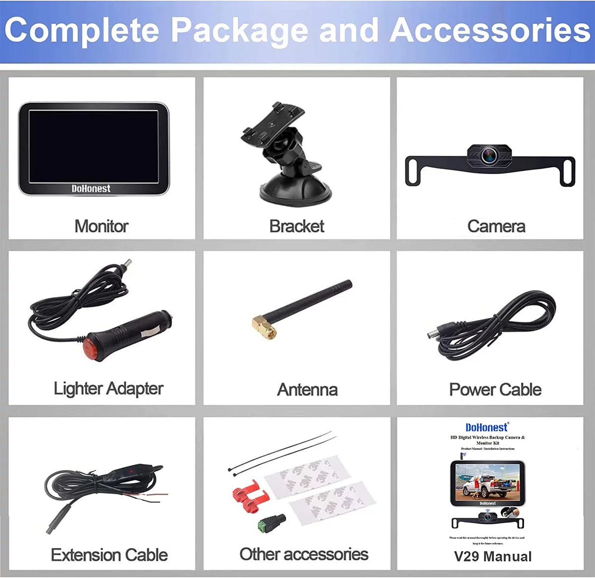Play DoHonest Install V Backup for Channel Night Stable Wireless 7-Inch: Car Auto-Switching Bluetooth Monitor Easy Camper and vision Reverse Cam Truck Pickup Van Camera HD 2 Plug Kit Signal to 1080P