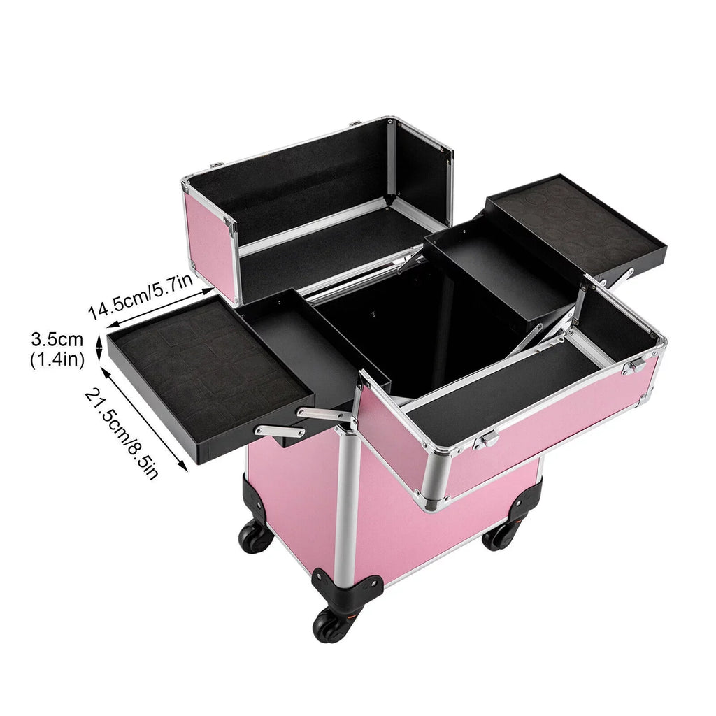 Storage Adjustable Cosmetic Travel Beauty Case for Case Professional Care Barber Miumaeov Train Salon Organizer Case Large Personal Rolling Dividers Cosmetic Makeup Trolley