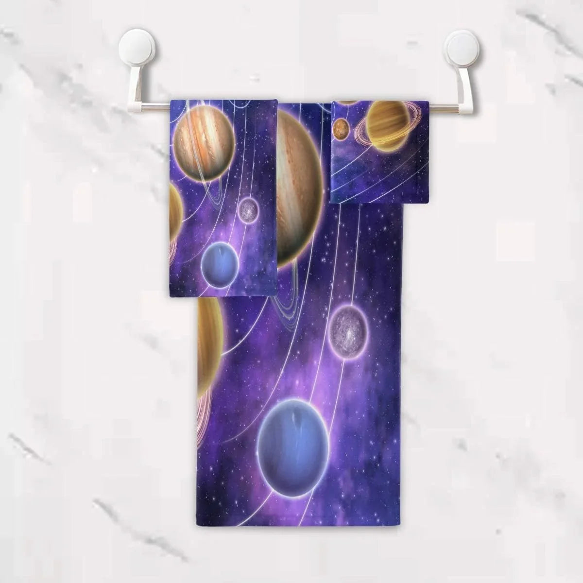 3 Coolnut Piece System Planets Towels Bath Set, Hand 1 Washcloths 1 & Quick-Drying and cloth Towels 1 Wash Absorbent, Solar Towels,