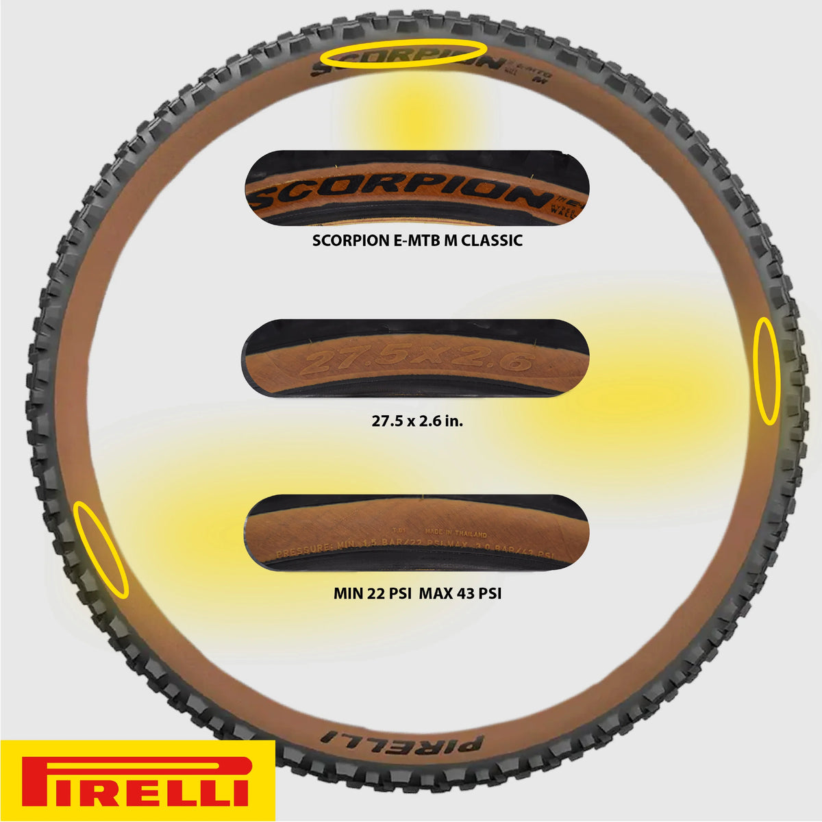 Bike MTB, Trail Tire, E-Mountain + SmarTUBE Scorpion for E-MTB Pirelli Bicycle 27.5 Tubeless Clincher Tire and Enduro Versatile E-Bike Terrain, Mountain 23/32-622 TLR x Mixed 2.6 Use, M Ready