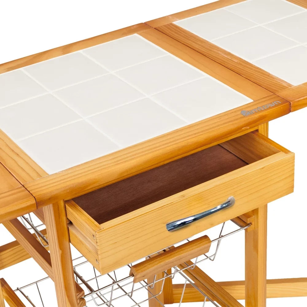 Island Zimtown Protable Rolling Drawers Basket,Folding with Trolley Cart Storage Leaf Kitchen Drop
