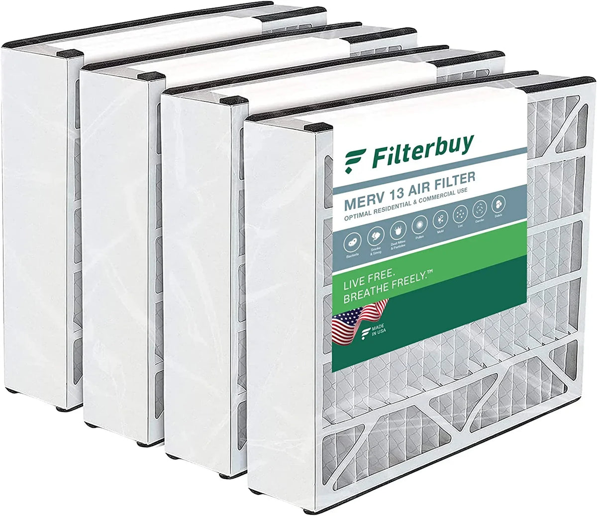 HVAC MERV Furnace Air Air 13 Filterbuy 255649-103 for 20x20x5 Filters (4-Pack) AC Trion Pleated Bear