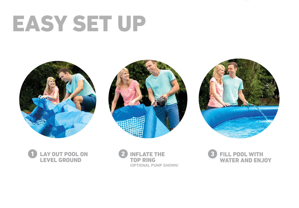 Inflatable & Ladder, Pool with Ground Intex Metal Above x Cover Pump Round Frame 18ft 48in