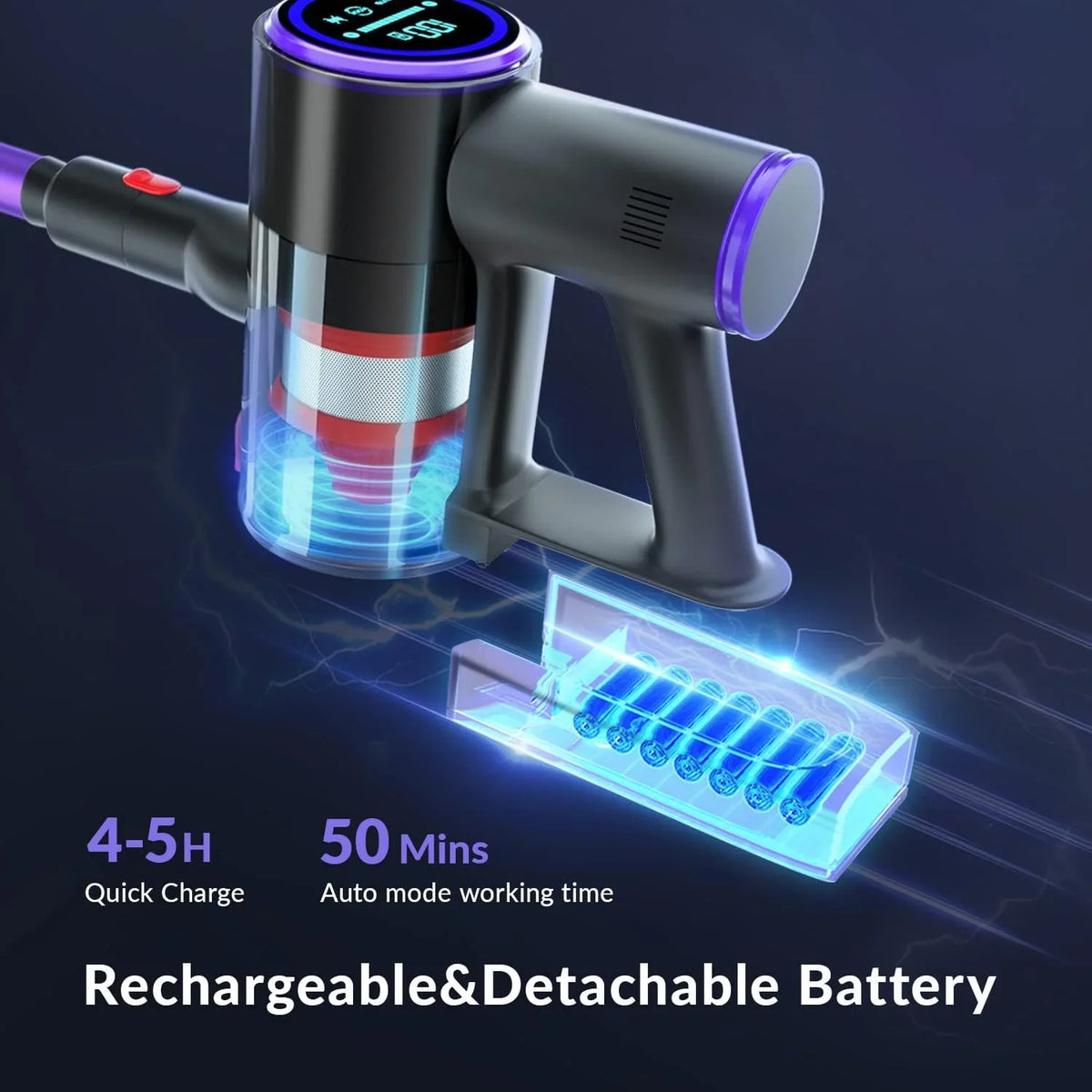'- UDON Purple Lightweight Vacuum 350W Box C825 Stick Cordless Open Cleaner