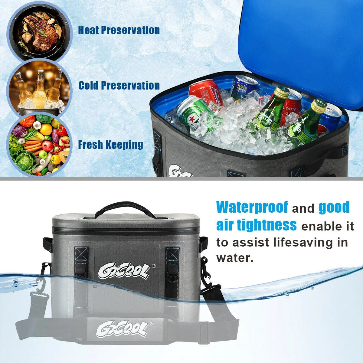 Cooler Bag Picnic For Portable Gymax Water-Resistant Soft 30 Cans Insulated Leak-Proof