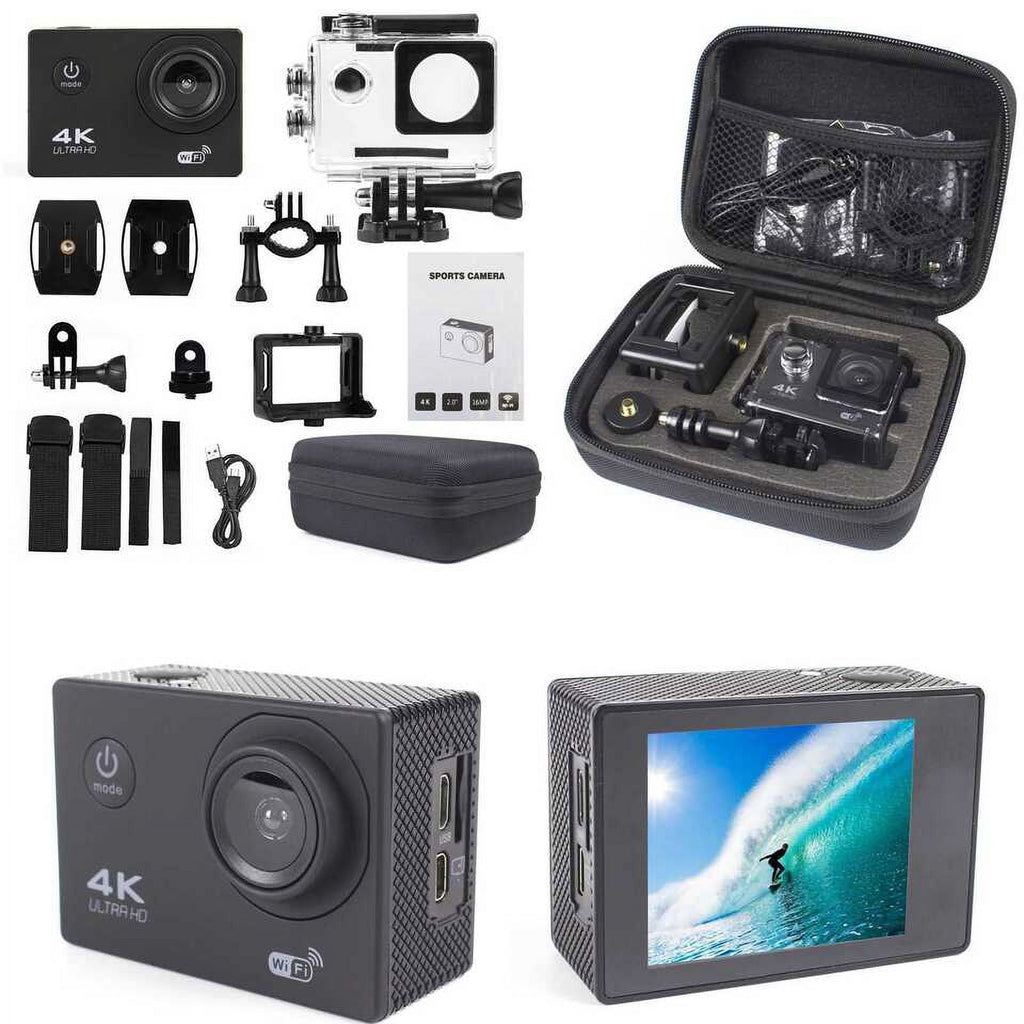 Waterproof, Card, Camera Under 1080P Included HD Action TF Case Camera Carry Battery, Sports 30M