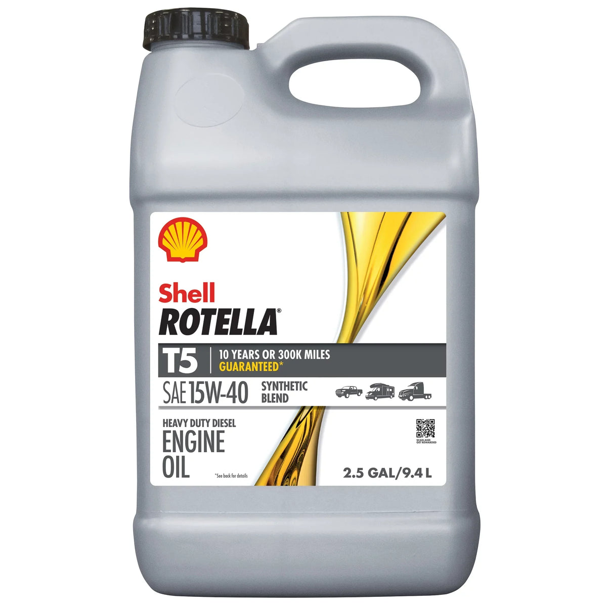 Engine Oil, Rotella Shell Diesel Blend Gallon 2.5 15W-40 Synthetic T5