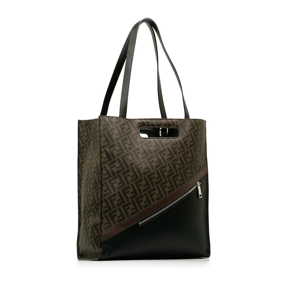 Brown Fendi (Good) Coated 1974 Shopping Fabric Tote Satchel Pre-Owned Unisex Zucca Authenticated Canvas