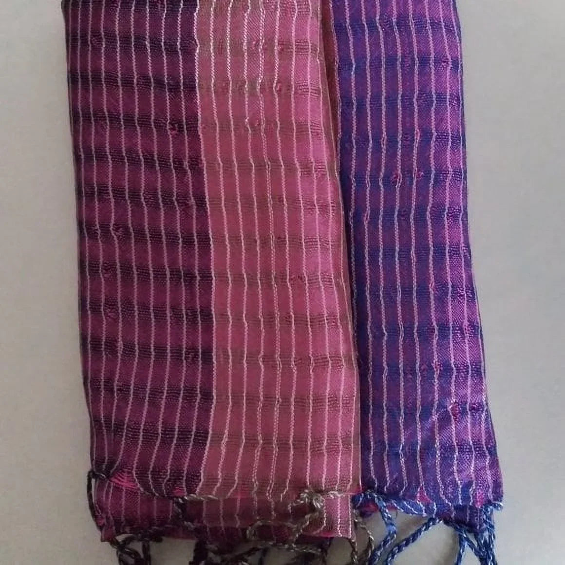 Thin Vegan Tricolor - Striped Purple Shawl Silk