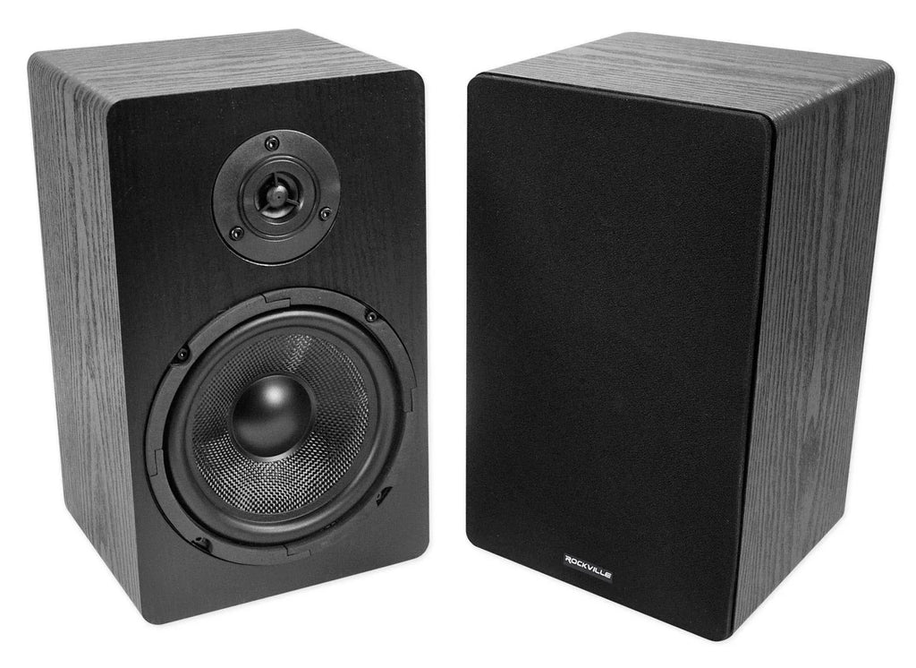 Amplifier BLUAMP Bookshelf 6.5" w/ Bluetooth+(4) 150 Speakers+Stands Rockville