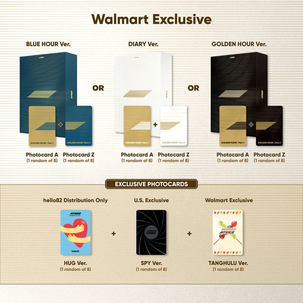 HOUR CD : (BLUE Walmart K-Pop Box PART.1 GOLDEN HOUR Set Exclusive ATEEZ - VER.)