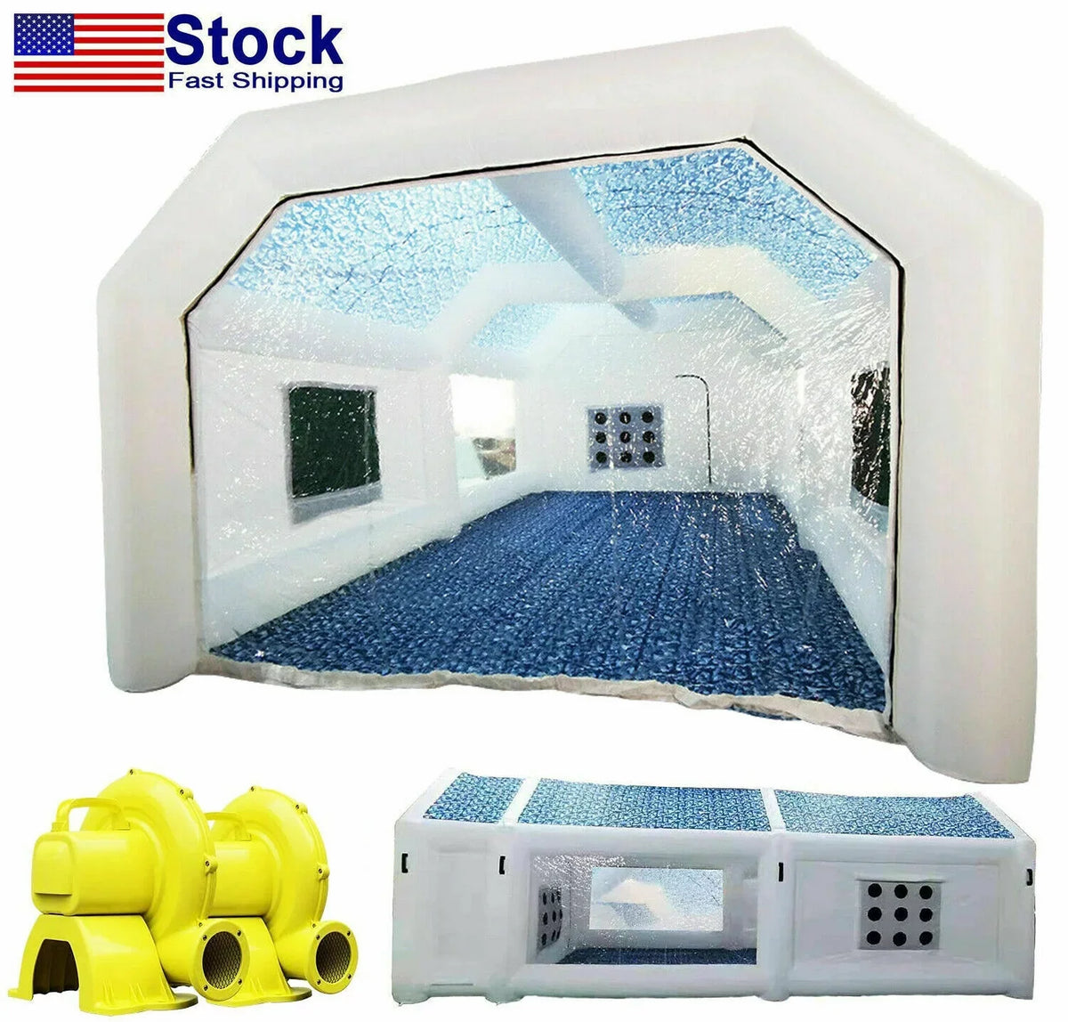 2 Booth Blowers w/Blowers Car WGIA for Car Tent Inflatable With 28x15x10Ft Painting Paint Garage