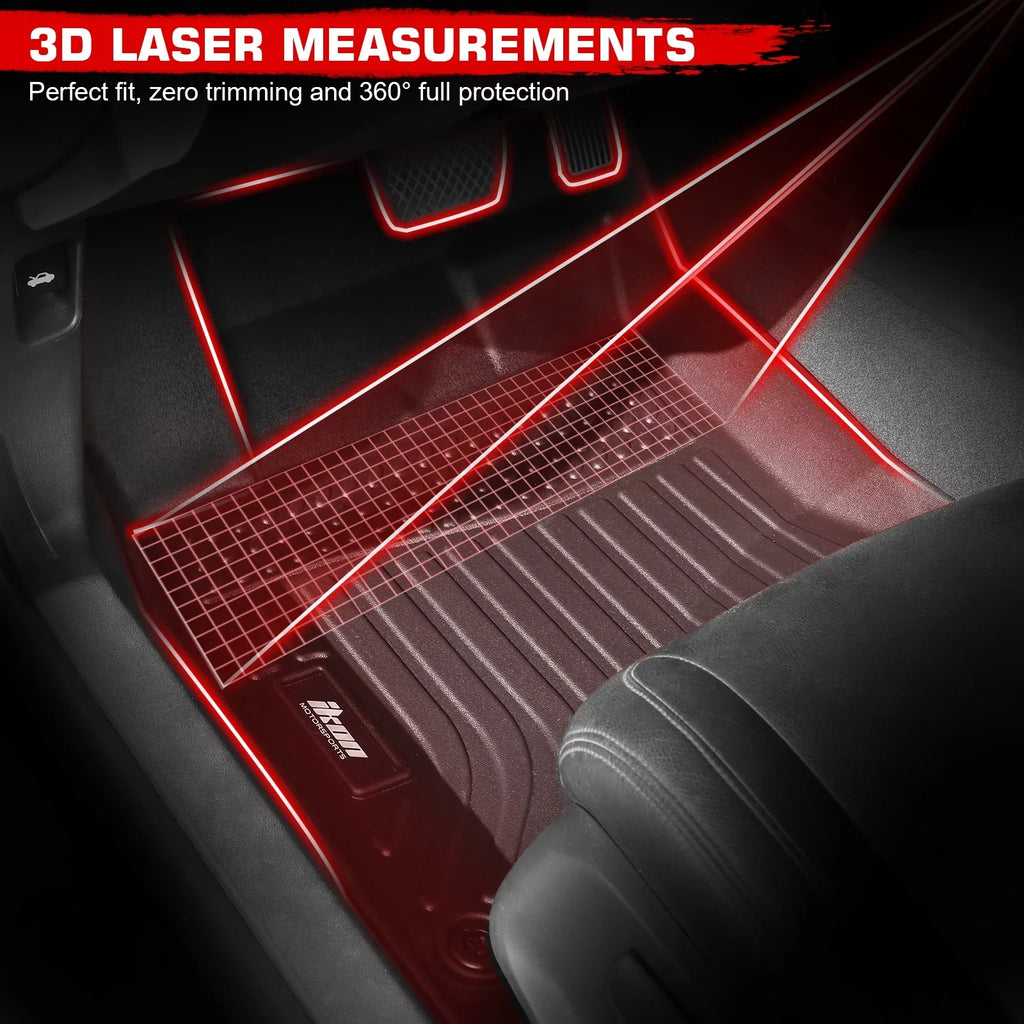 Black Car Liners U11 Cargo Mat Full Anti-Slip with Trunk 2023-2024 All + Ikon Trunk 4PC Weather 3D Motorsports Compatible Interior Floor Waterproof Mats Floor Tray TPE Mats Accessories X1 Set Rear
