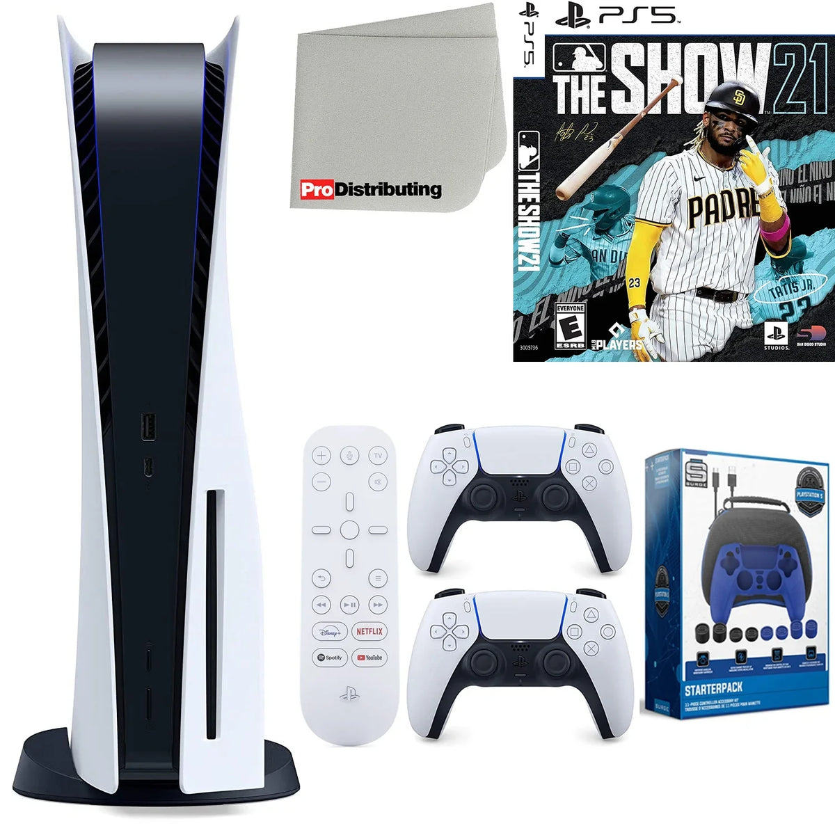 Extra Microfiber PS5 Media and White Version Cleaning Starter Show with Controller, Cloth Remote, The MLB Disc 5 Bundle Playstation Accessory Kit Disc) 21, (