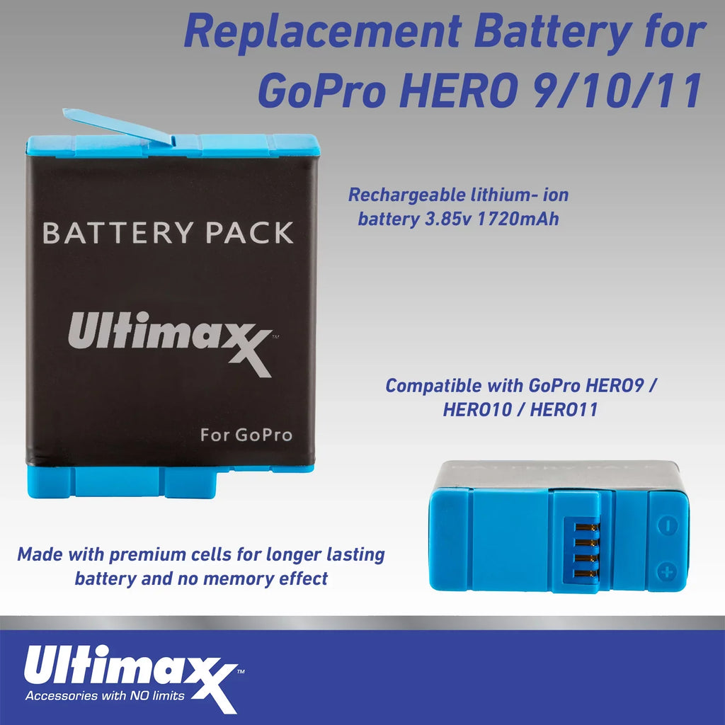 Action Much USB 10) Includes: Black Batteries, 2x Case & Replacement GoPro - Dual HERO10 More Bundle Camera Water-Resistant (Hero Ultimaxx Charger, Essential