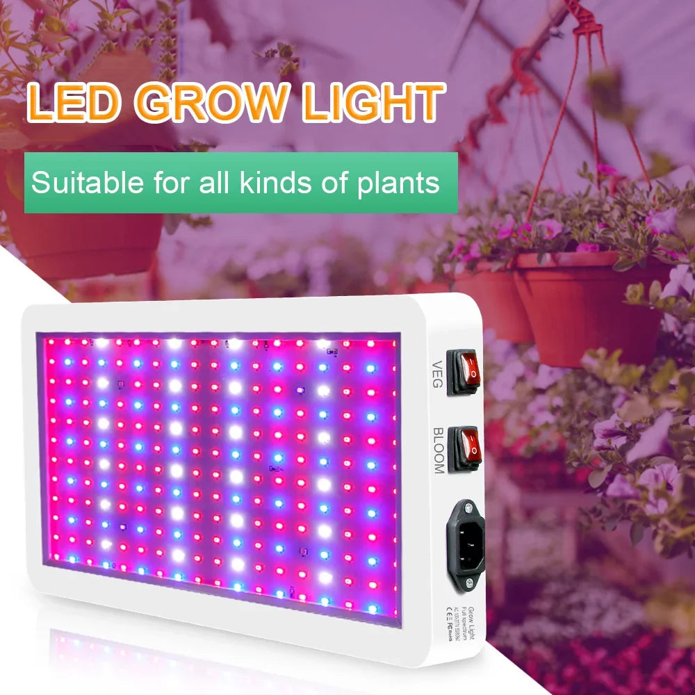 Abanopi Seedlings Plants 312 Spectrum for 2000W and Switch Bloom Greenhouse IP65 LED Veg Waterproof LEDs Indoor for Flowers Full Dual Plant Growing Grow Lamps Light Hanging