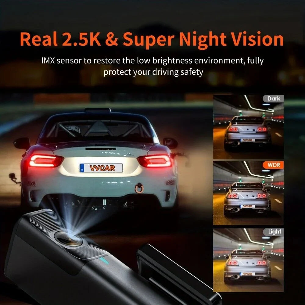 Support WiFi VVCAR Night 32G G-Sensor, Max, Loop Free Dash 128GB Vision, Cars Recording, 2.5K Camera Dash 1440P for Car Cam Card,