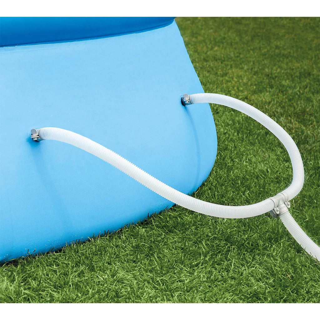 Inflatable & Ladder, Pool with Ground Intex Metal Above x Cover Pump Round Frame 18ft 48in