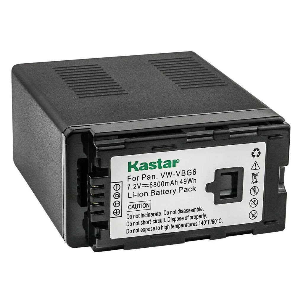 AF105 AC160 AC130 VSK0698 Pro VW-VBG6GK AG-AC7 Battery, Panasonic 2-Pack CGA-E625 VW-VBG6-K DE-A38, Kastar Panasonic HSC1U Battery Charger, VW-VBG6PPK, for VW-VBG6 VSK0631, VW-VBG6 Replacement HMR10