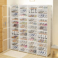 Stand Rack Entryway Organizer Plastic 48 Tower Shoe Cabinet Boxes, 12 White Shelf Cubes Shoe Bedroom Tiers Shoe Storage Pairs Storage 96 Closet Modular for Hallway