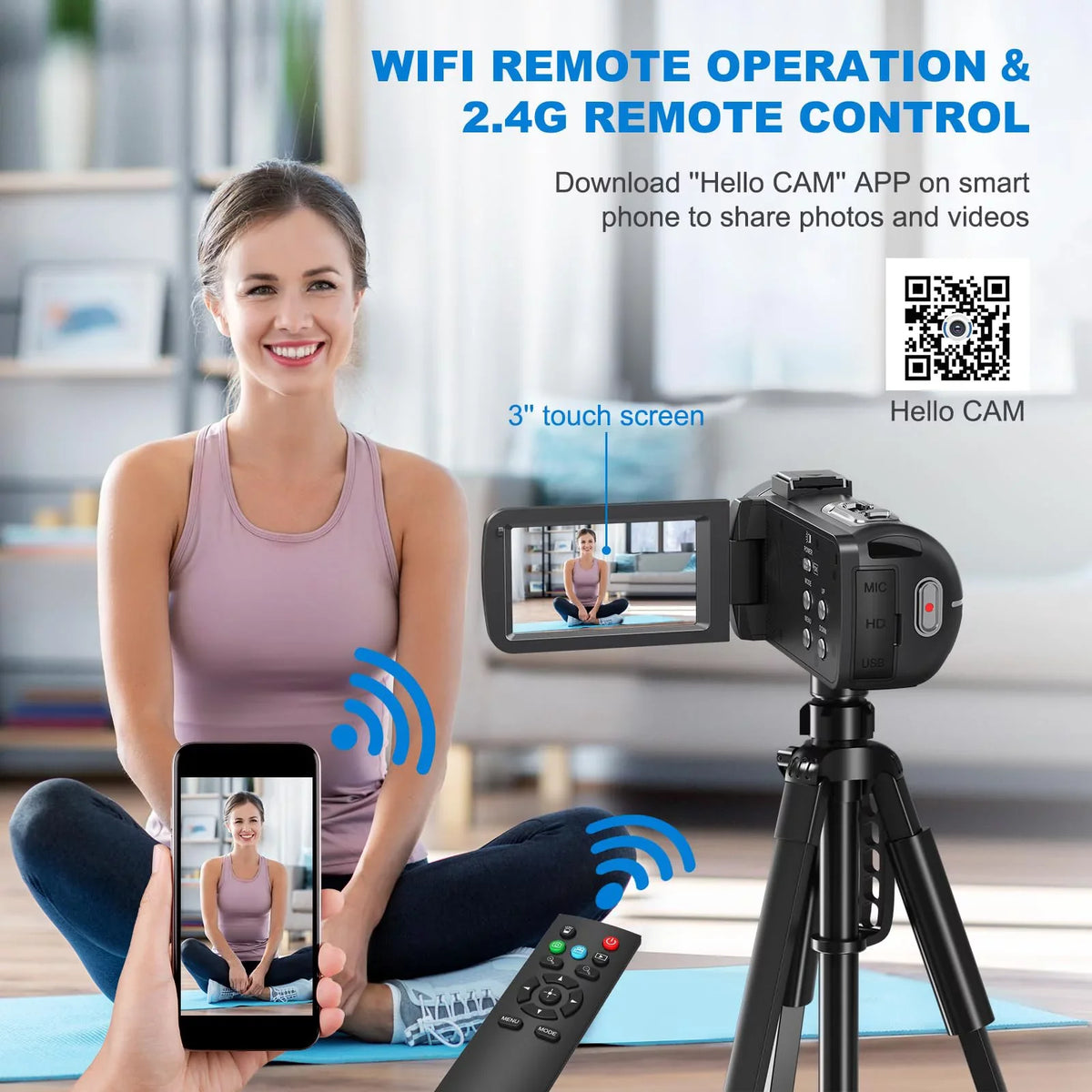 Video Mic Video Digital Flip 32GB inch 64MP Camera External Vlogging with Remote for 8K Camcorder Camera Camera Screen Control, SD Card, 2.4G Camera 3.0 18X Two and Batteries MARVUE Youtube