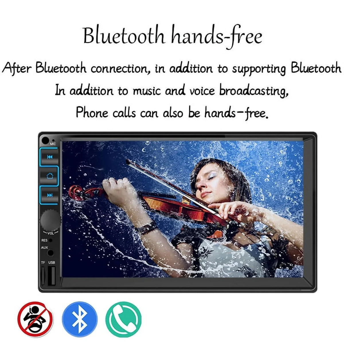 Stereo Link, Touch Car Radio Screen Microphone, , 2 Android Support Display, Bluetooth, Mirror 7'' GPS, Auto Receiver Carplay Din