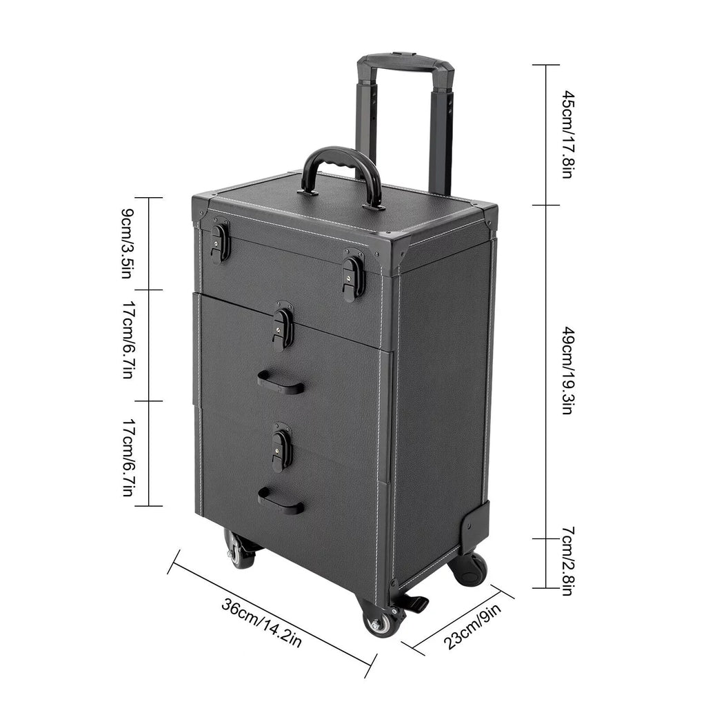 Luggage Case Miumaeov Storage Nail Polish Organizer Box Cosmetic Professional Train Rolling Makeup Trolley
