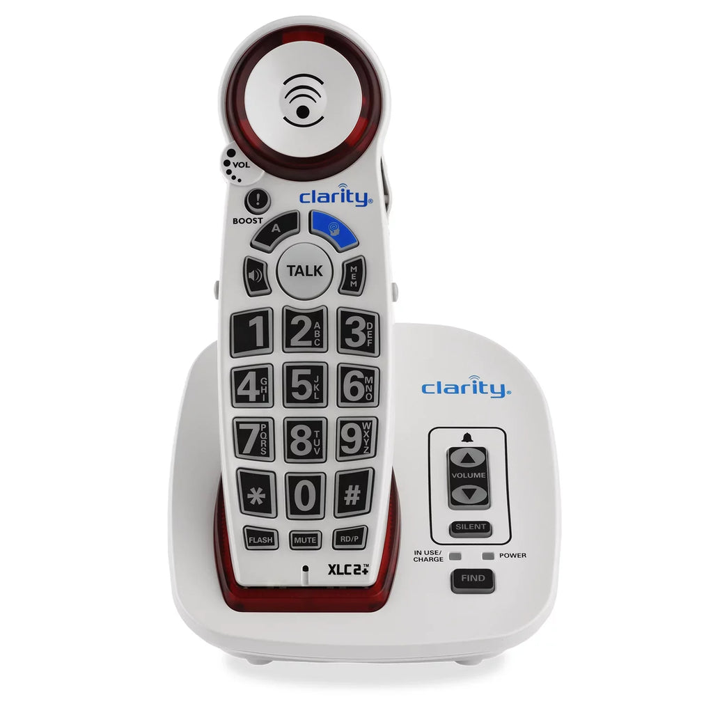 Cordless White Clarity Caller Speakerphone Button Talking with ID, Big Amplified