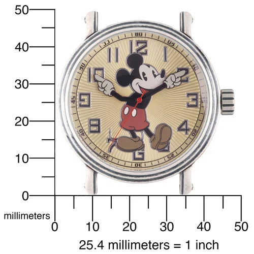 Leather Silver Alloy Men's Watch, Mickey Antique Vintage Black Strap Mouse
