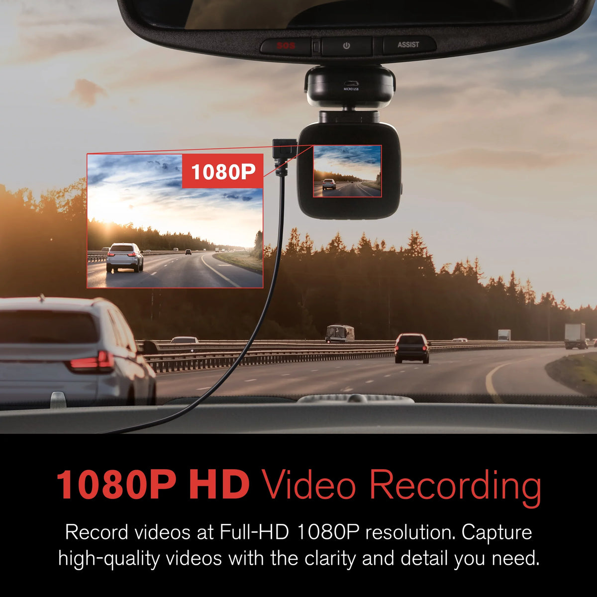 Recording Record 2.4" App, YADA Technology Angle Park Lense, with Wide with Mode, LCD 140 1080p and Screen, Loop G-Sensor Roadcam Degree
