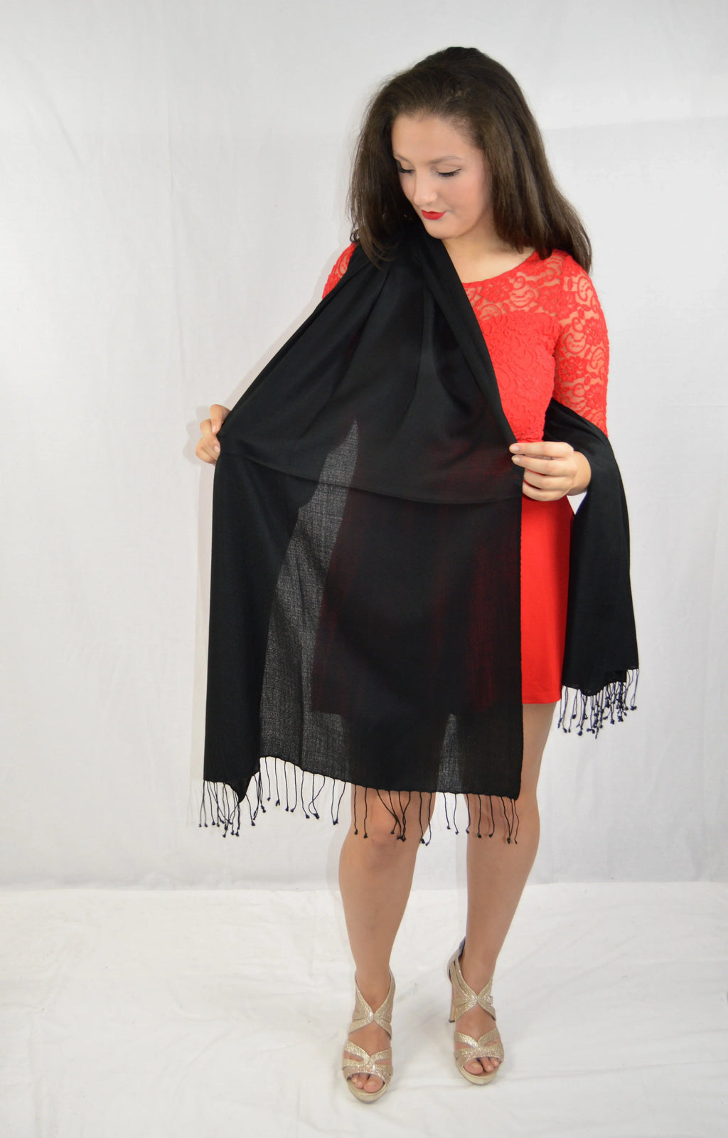 Shawl) weight Pashmina Shawl/Scarf/Scarves Regular (Black Shawl/Summer Shawl/Pashmina Shawl/Evening Shawl/Sheer Shawl/Water Shawl/Light Fancy