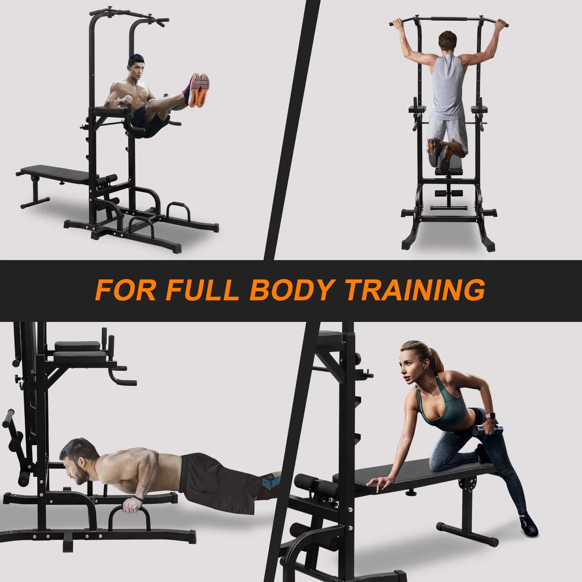 Stand Station Height Bar Equipment Pull Training Power Tower Up Heavy Duty Adjustable Fitness Multi-Function Bench with Gym,Steel Home Dip for Office