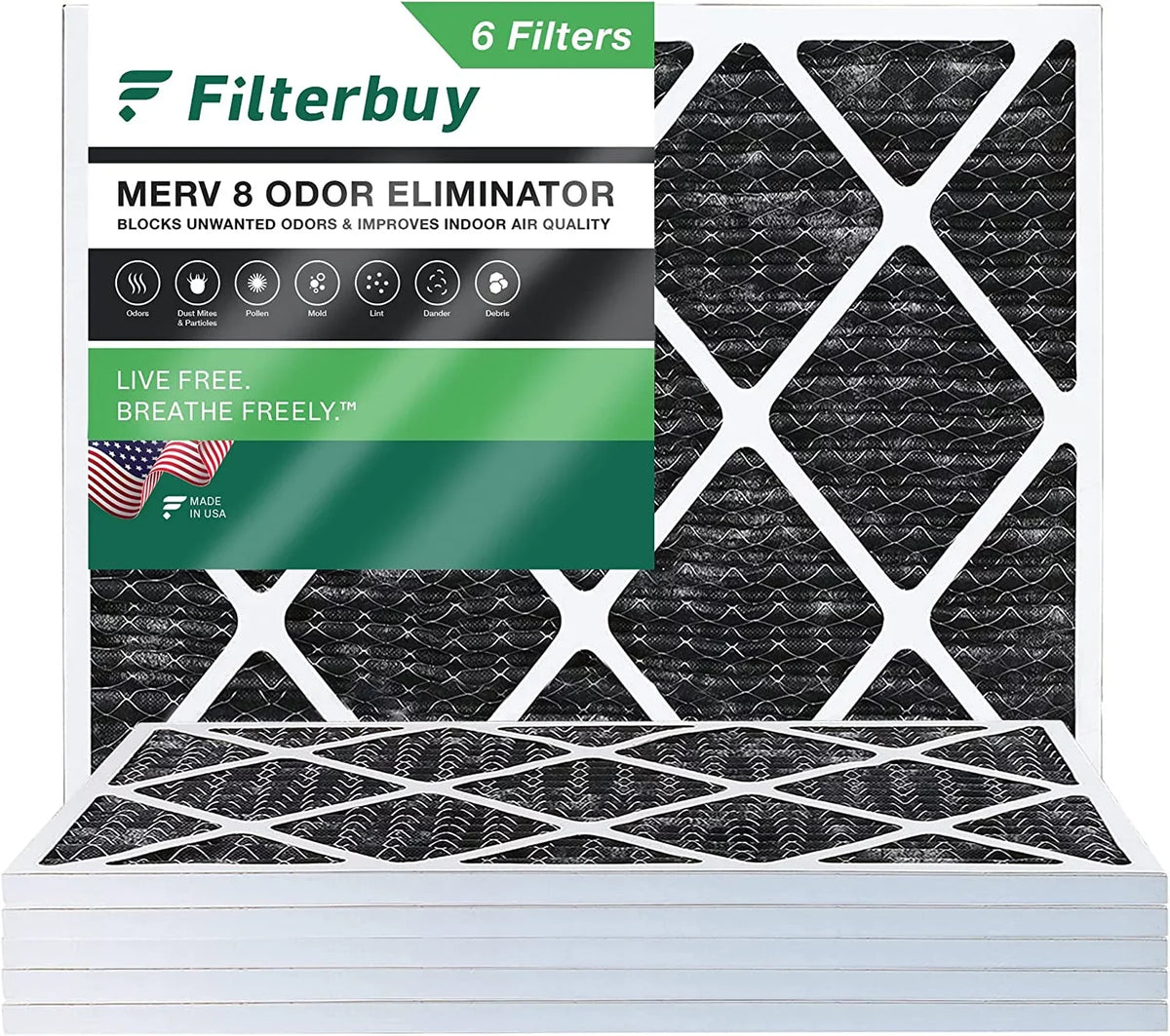 with Pleated Furnace Air (6-Pack) Filterbuy 14x18x1 Activated AC HVAC Eliminator Filters MERV Odor 8 Carbon