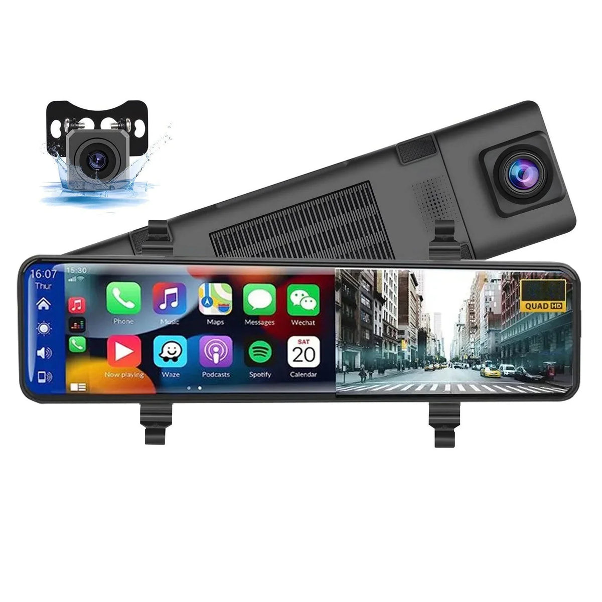 Vision,Parking WDR/HDR,Loop Wireless Assistance, Recording Dash with Rear FM Transmitter,Night Cam Auto,11.26" Mirror Carplay&Android recording, Cameras,WiFi View 4K Voice Control View Mirror