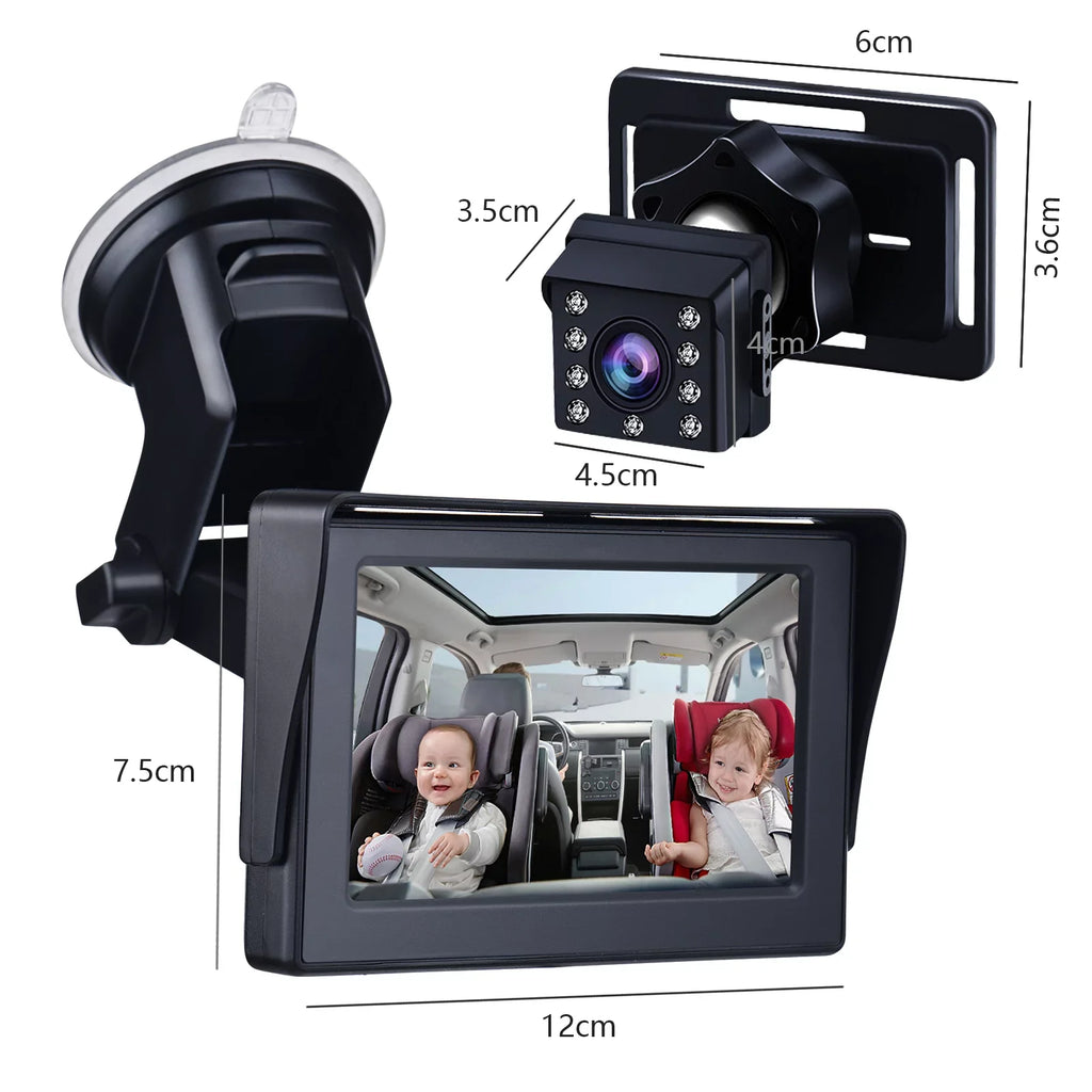 View Camera Clear Crystal Seat Car Car Inch Car Baby Night with Angle Safety Length Vision Mirrors Mirror Cameras Cable Adjustable Baby 1080P Monitored 4.3 Mirror Long 5M Wide