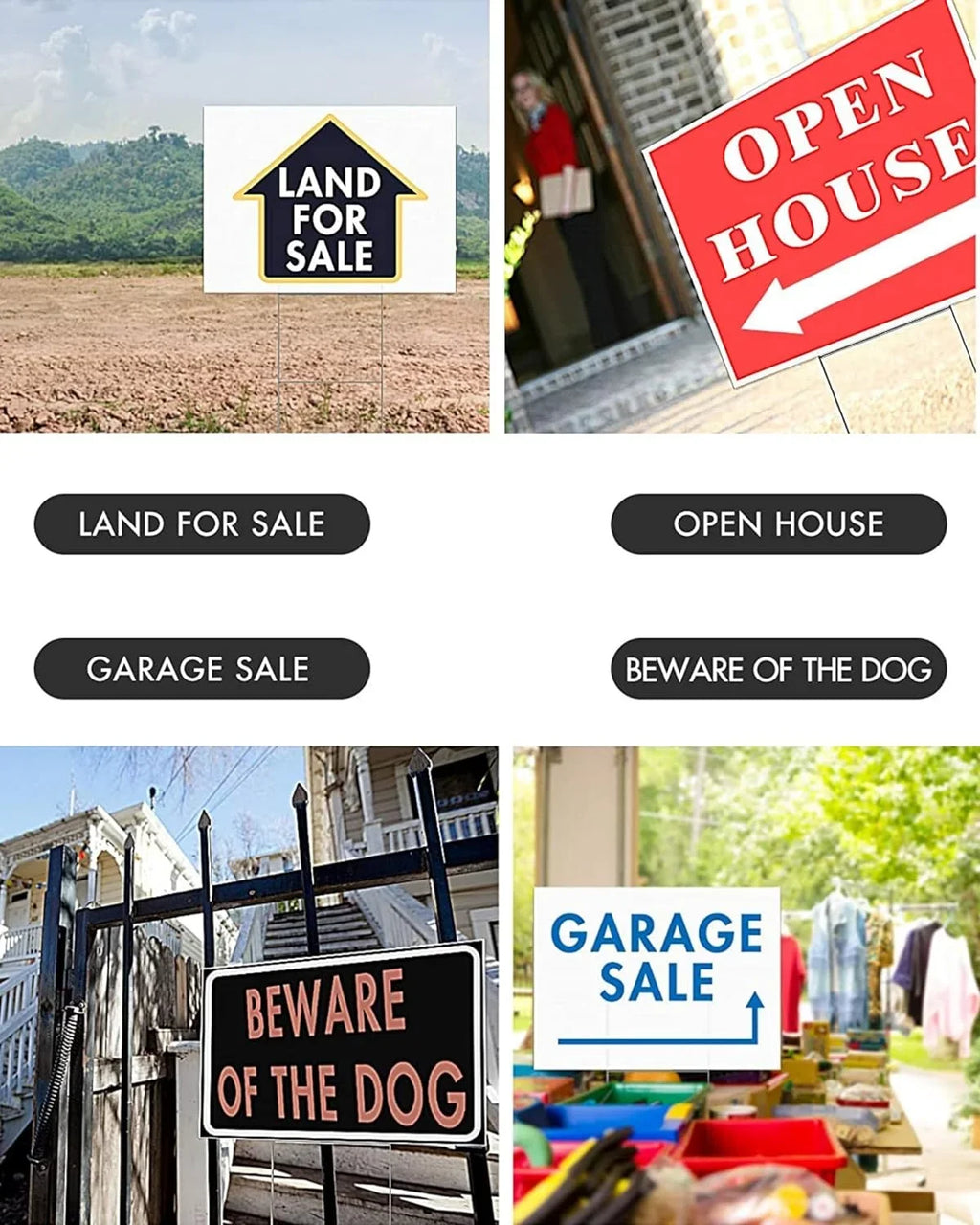 Garden Garage 12 Pack Stakes, Signs Sign White x Lawn Signs Rent,Party Blank 17 Large House Happy Birthday, with for Sale Thten Sale, Yard Decorations, Open 4 Guidepost, Garage Inches Yard