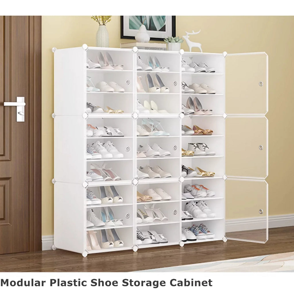 Stand Rack Entryway Organizer Plastic 48 Tower Shoe Cabinet Boxes, 12 White Shelf Cubes Shoe Bedroom Tiers Shoe Storage Pairs Storage 96 Closet Modular for Hallway