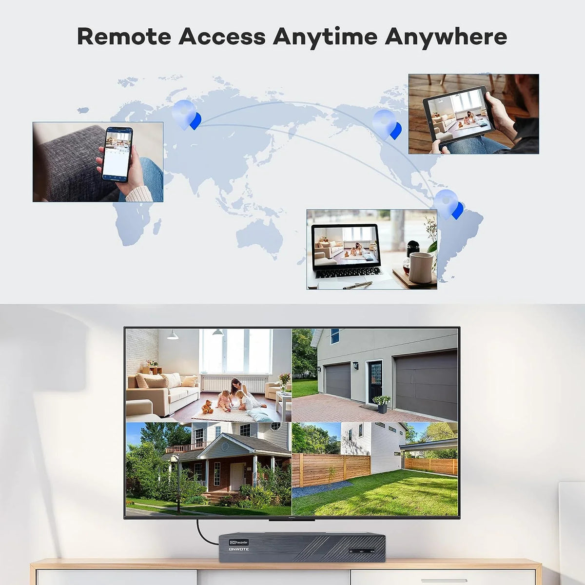 System, Vehicle AI System Color IP Pcs with Human 6MP 8 for Home ONWOTE Outdoor Business 8CH PoE Channel Detection Cameras, Wired PoE Vision, 122° NVR Camera Security HDD, 4 4K 2TB 4K Night