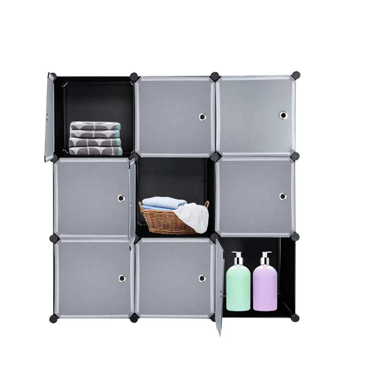 Cabinet, BMTBUY Units, Organizer DIY Closet Plastic Doors Shelf with Shelving Book Modular Storage 9-Cube