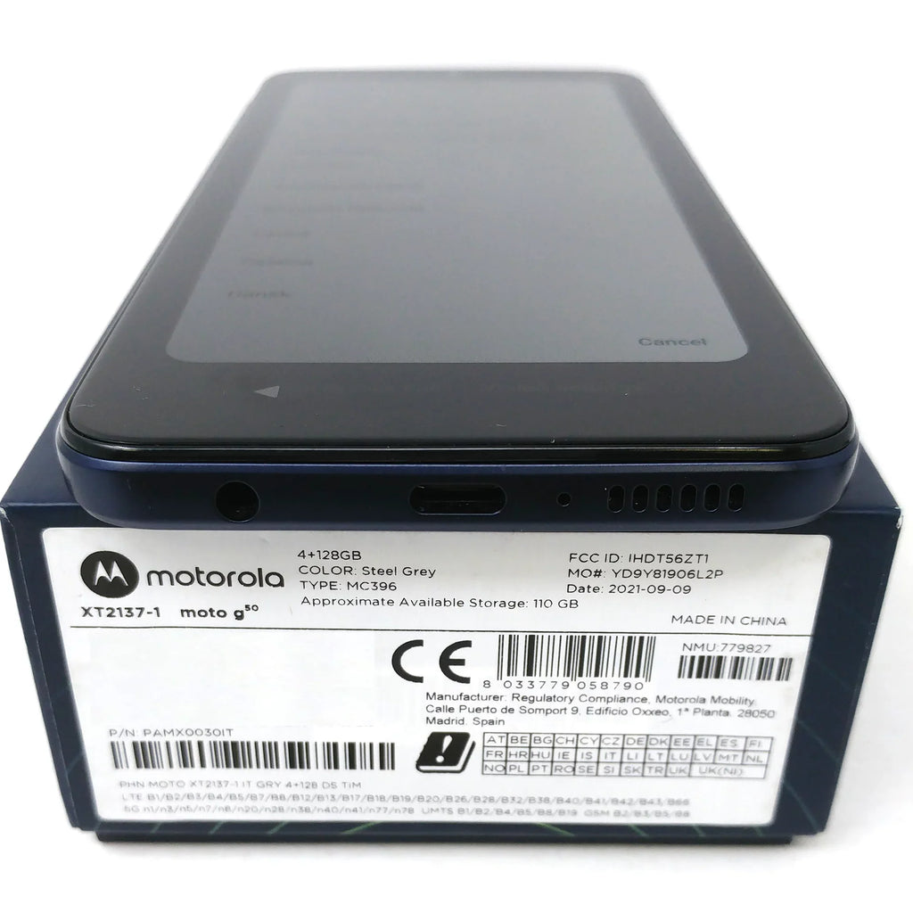 G50 6.5" XT2137-1 Steel Grey - - Dual Factory RAM Moto Unlocked 5G OB Motorola SIM Phone 4GB 128GB