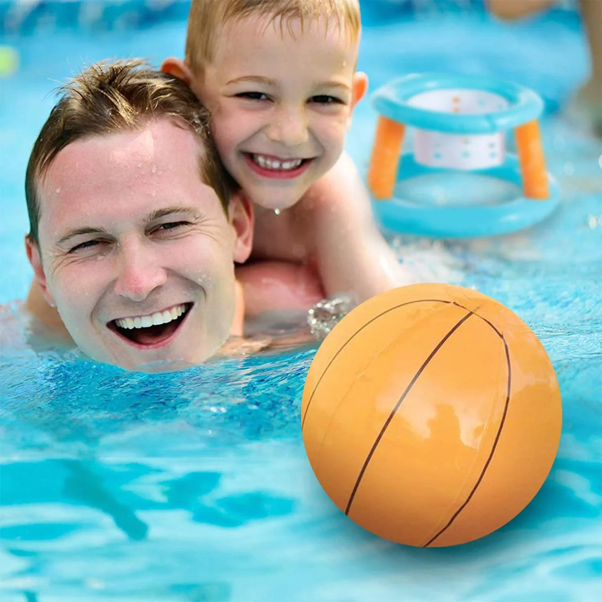 '- Pool Blossom Light Hoop Games Blue Pool and Inflatable Net, Set Bags Volleyball with Basketball Swimming Family 2-in-1 Pool Pool | Floating for Weight