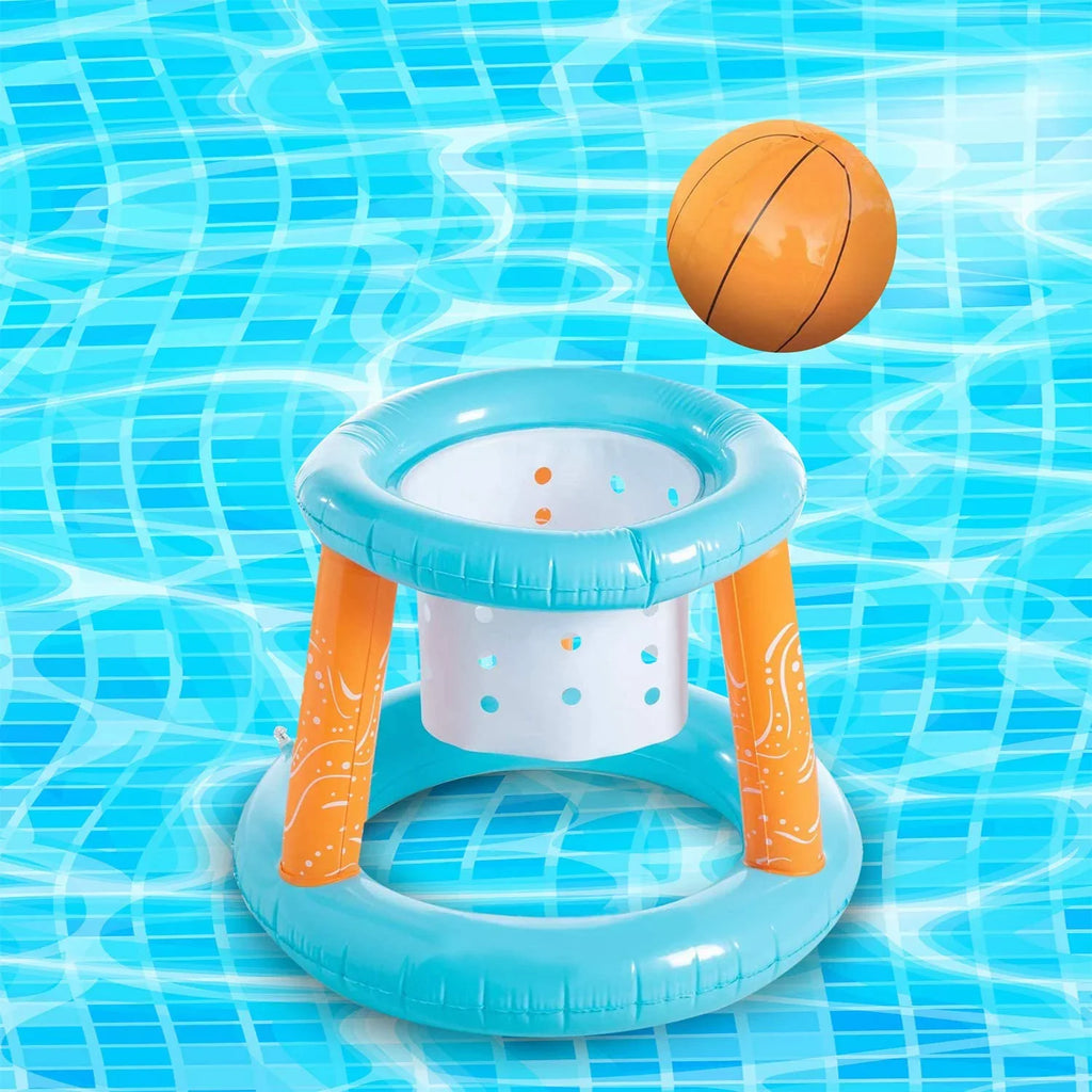 '- Pool Blossom Light Hoop Games Blue Pool and Inflatable Net, Set Bags Volleyball with Basketball Swimming Family 2-in-1 Pool Pool | Floating for Weight