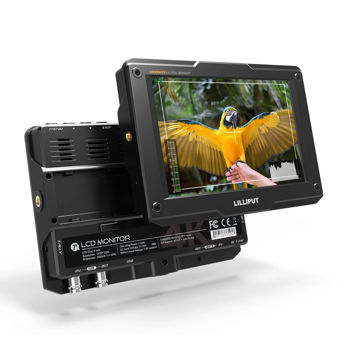 On- & Brightness Monitor Resolution Support H7S Output Full & with 1800nit Ultra HD Photos Functions LILLIPUT 3G-SDI 4K- HDR Viewable 4K Inch Sunlight Taking for 7 Creating Input 3D-LUT Movi