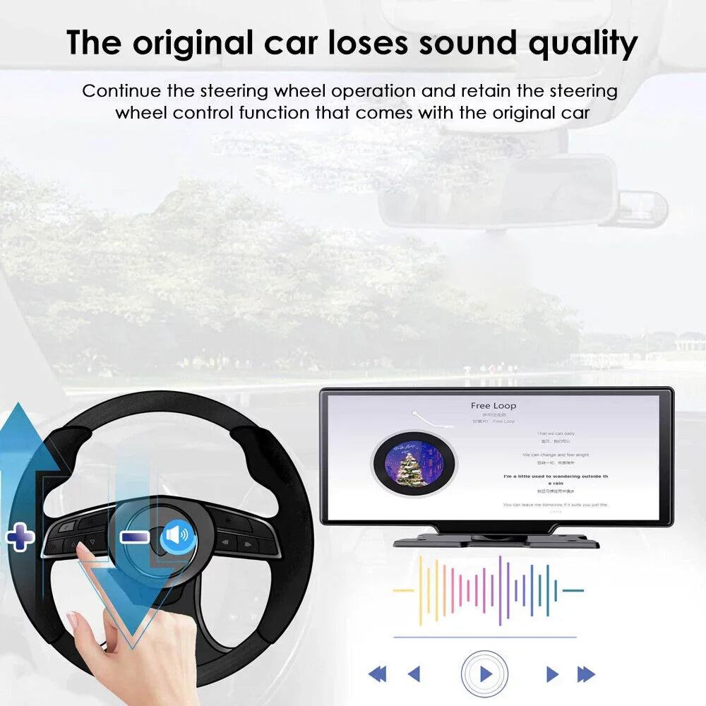 10.26'' WiFi Resolution, IPS KingFurt Screen, Cam Touch Connected, - Enabled Screen 2K Bluetooth Lens, Dual Wireless T91 Dash
