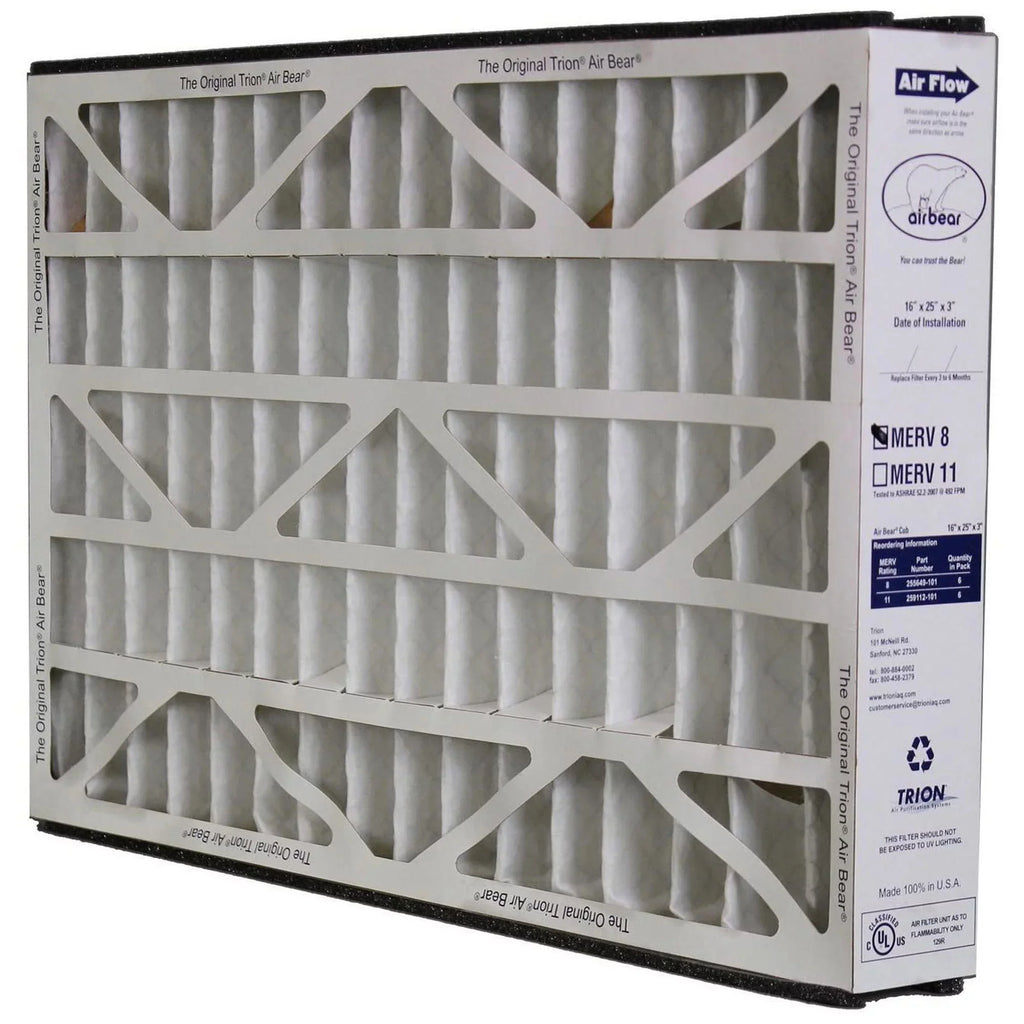 Purifier (6 Air Bear Pack) 255649-101 Air 8 MERV Inch Filter Trion 16x25x3