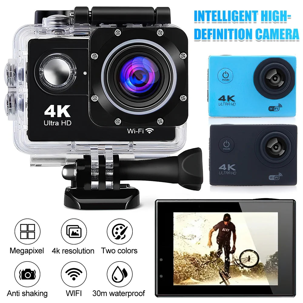 Action 4K Camera Screen Waterproof Video WiFi Camcorders Helmet Underwater Recorder Sports Cam Camera 170D 2.0-inch Recording DV