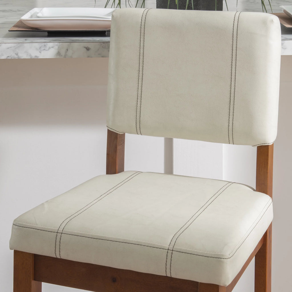 Walnut Finish Stool, Linon Padded Bar 30" Dark Mulberry with Medium PVC Height, Fabric Cream Seat