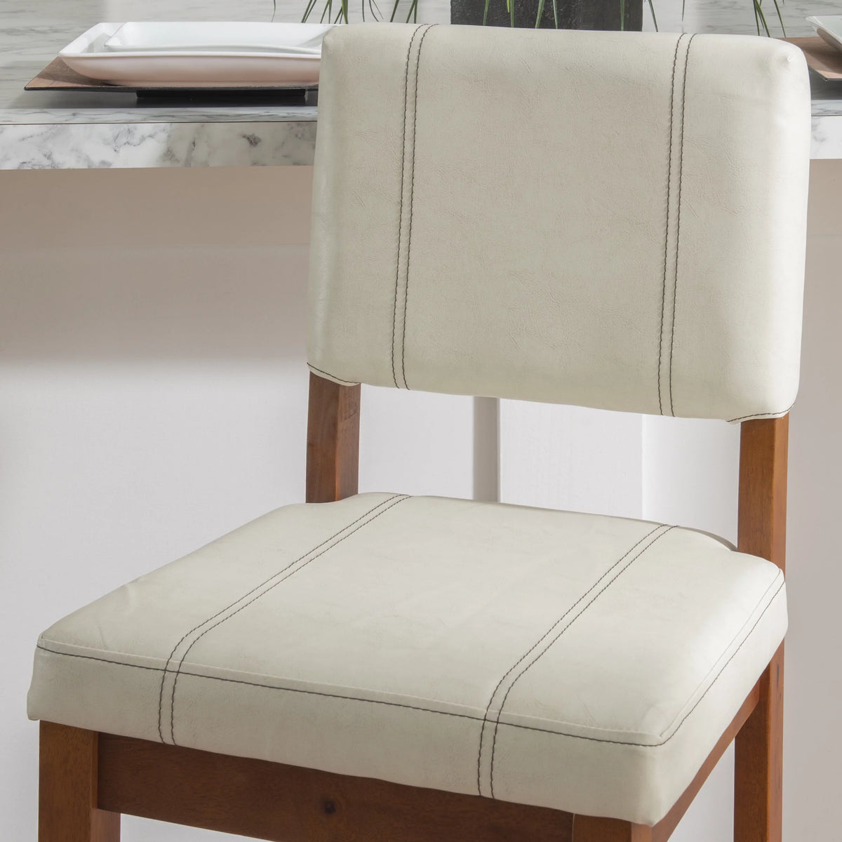 Walnut Finish Stool, Linon Padded Bar 30" Dark Mulberry with Medium PVC Height, Fabric Cream Seat