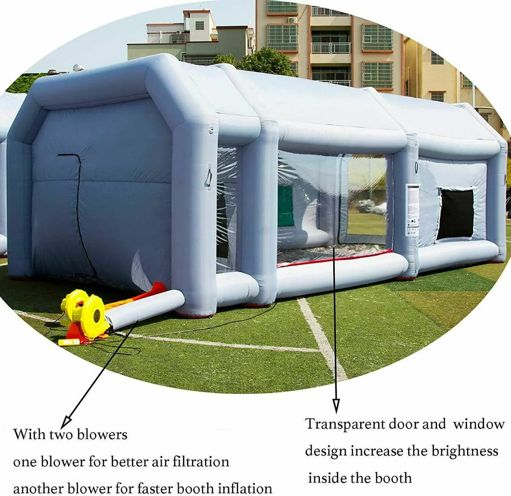 2 Booth Blowers w/Blowers Car WGIA for Car Tent Inflatable With 28x15x10Ft Painting Paint Garage