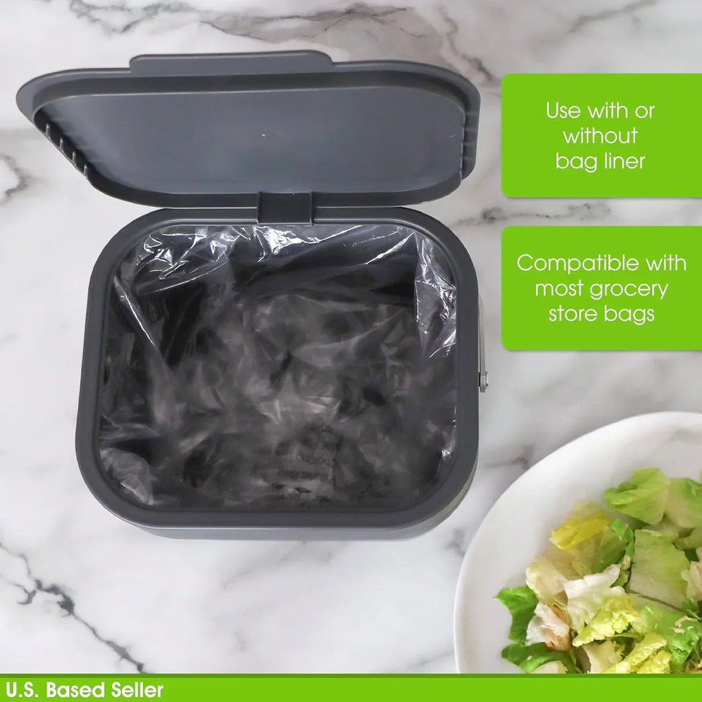 And Kitchen Compost Wall Small Bin Scraps, More Trash, - For Cabinet 4L Bin Recycling Compost Compost - Bucket For 1Gal Indoor Food Or Countertop Aluminum Mounted